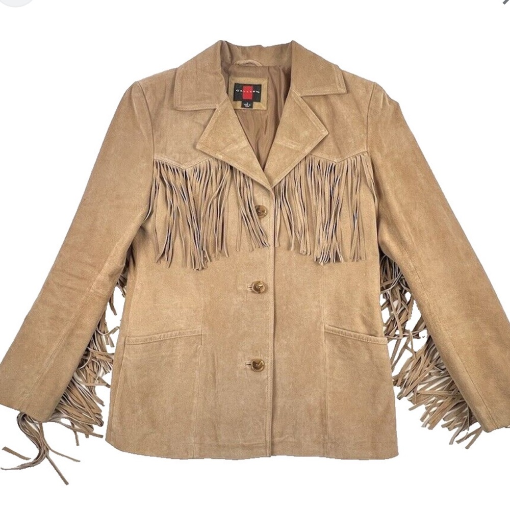 Gallery Tan Suede Fringe Jacket
